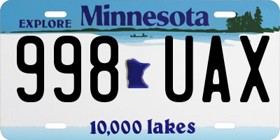 MN license plate 998UAX