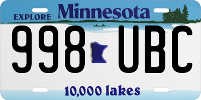 MN license plate 998UBC