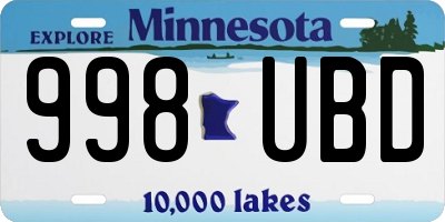 MN license plate 998UBD