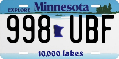 MN license plate 998UBF