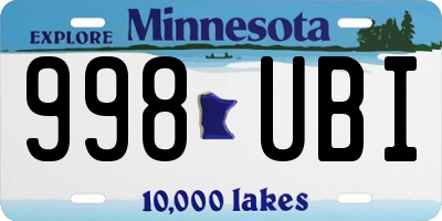 MN license plate 998UBI