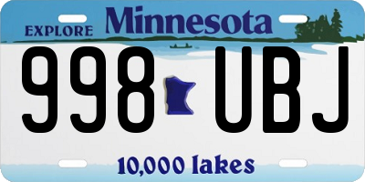 MN license plate 998UBJ