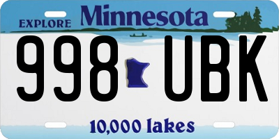 MN license plate 998UBK