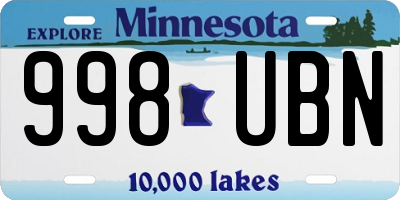 MN license plate 998UBN