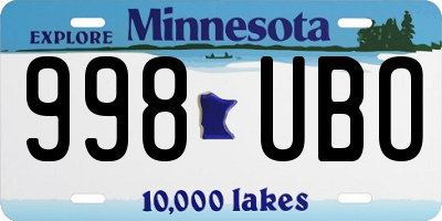 MN license plate 998UBO