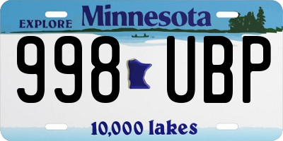 MN license plate 998UBP