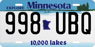 MN license plate 998UBQ