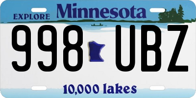 MN license plate 998UBZ