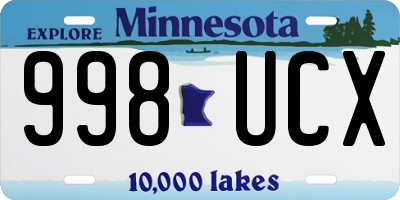 MN license plate 998UCX
