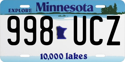 MN license plate 998UCZ