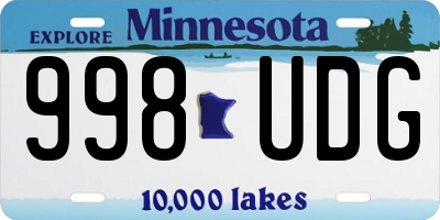 MN license plate 998UDG