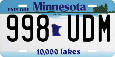 MN license plate 998UDM