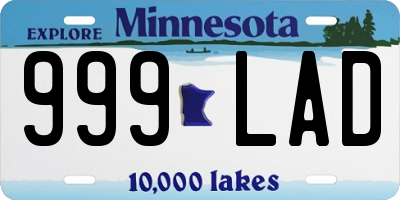 MN license plate 999LAD
