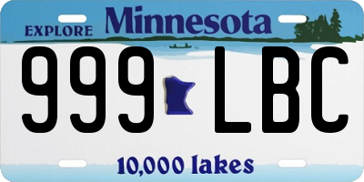 MN license plate 999LBC