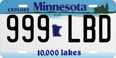 MN license plate 999LBD