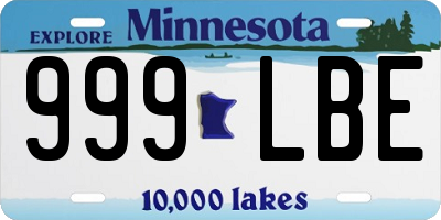 MN license plate 999LBE