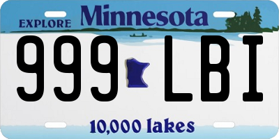MN license plate 999LBI
