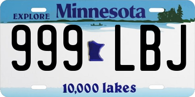 MN license plate 999LBJ