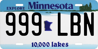 MN license plate 999LBN