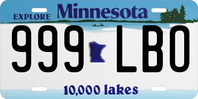 MN license plate 999LBO
