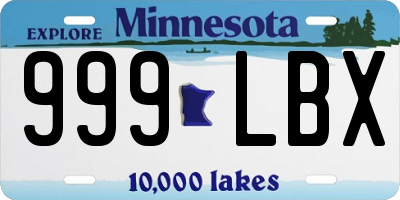 MN license plate 999LBX