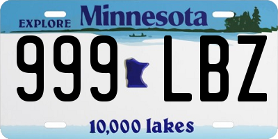 MN license plate 999LBZ