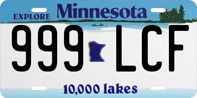 MN license plate 999LCF