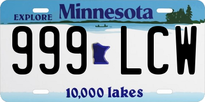 MN license plate 999LCW