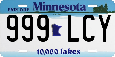 MN license plate 999LCY