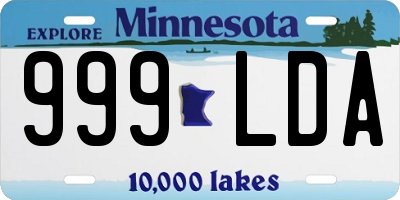 MN license plate 999LDA