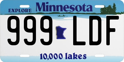 MN license plate 999LDF
