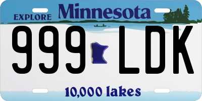 MN license plate 999LDK