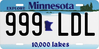 MN license plate 999LDL