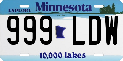 MN license plate 999LDW