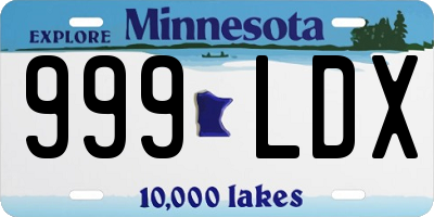 MN license plate 999LDX