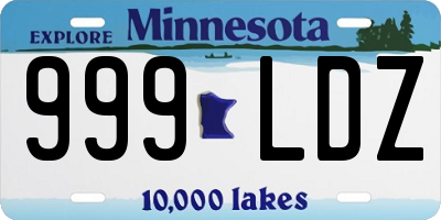 MN license plate 999LDZ