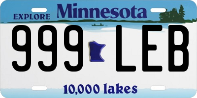 MN license plate 999LEB