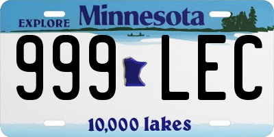 MN license plate 999LEC