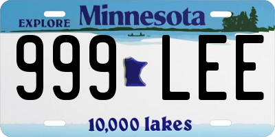 MN license plate 999LEE