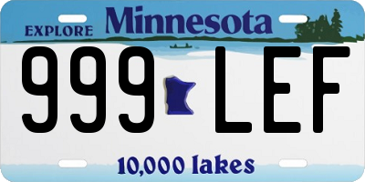 MN license plate 999LEF