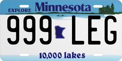 MN license plate 999LEG