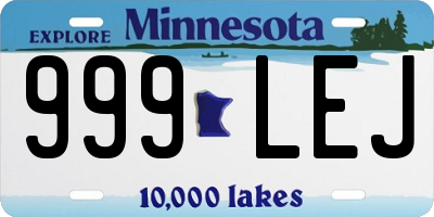 MN license plate 999LEJ