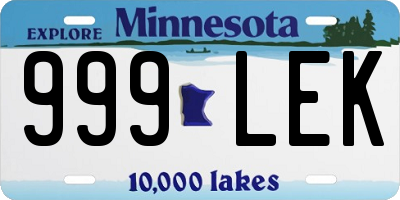 MN license plate 999LEK