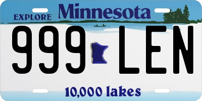 MN license plate 999LEN