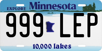 MN license plate 999LEP