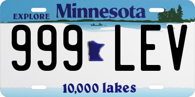 MN license plate 999LEV