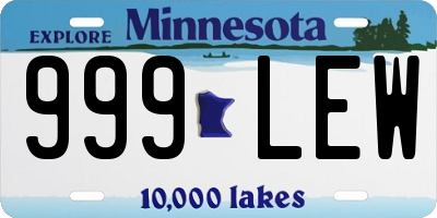 MN license plate 999LEW