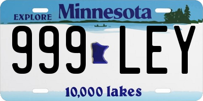 MN license plate 999LEY