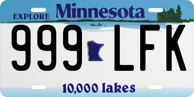 MN license plate 999LFK