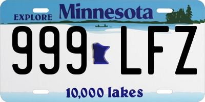 MN license plate 999LFZ